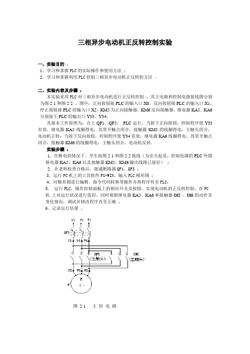 三相异步电动机正反转控制实验