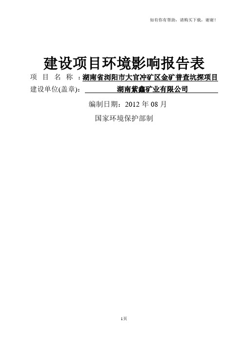 大官冲金矿勘探项目环评报告表报批稿