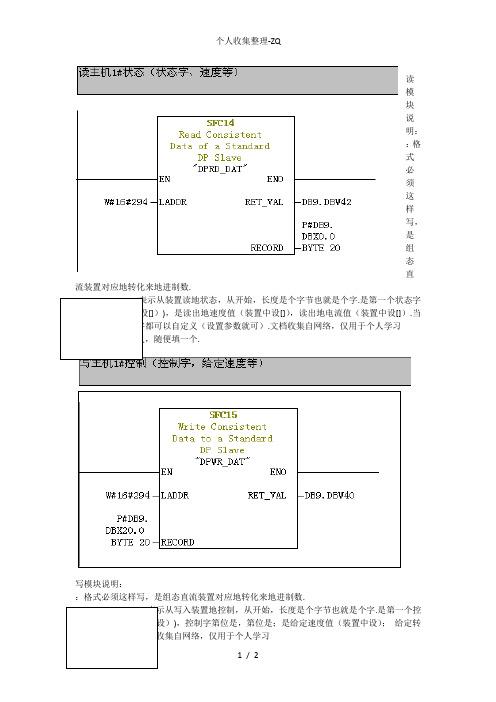 自己总结：西门子功能块说明