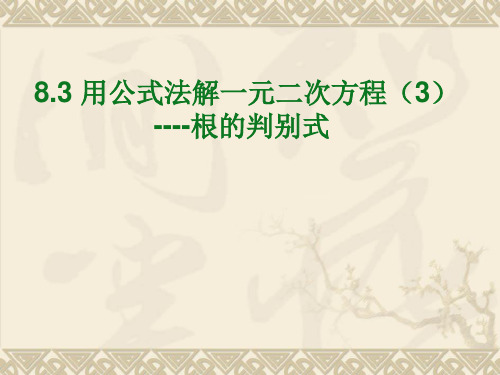 鲁教版数学八年级下册 八年级数学下册8.3 用公式法解一元二次方程(3)根的判别式(共14张PPT)