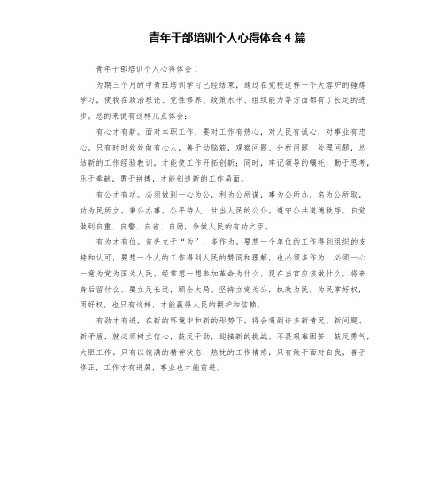 青年干部培训个人心得体会4篇