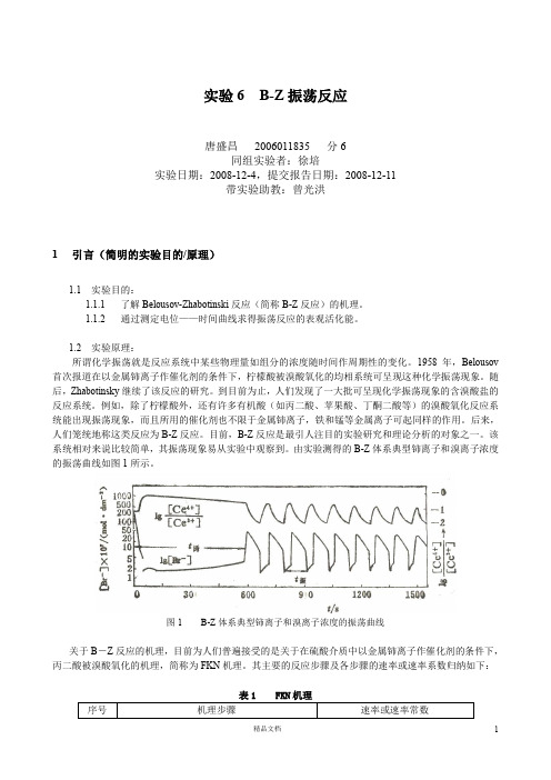 【清华】实验6_B-Z振荡反应_2006011835