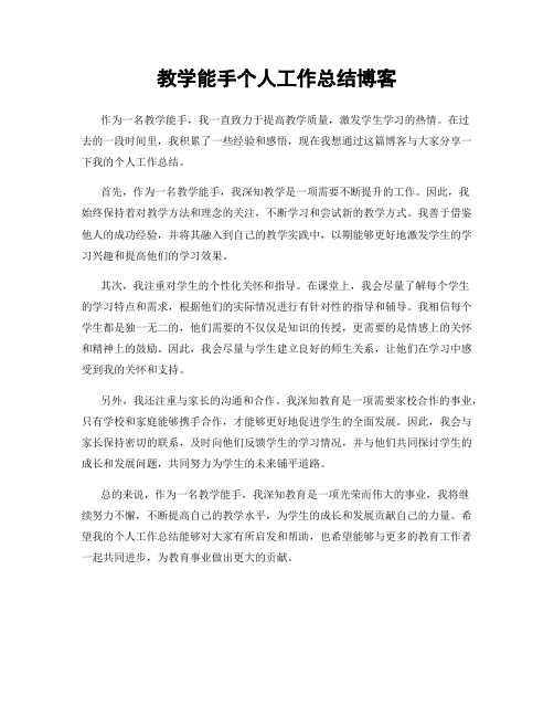 教学能手个人工作总结博客