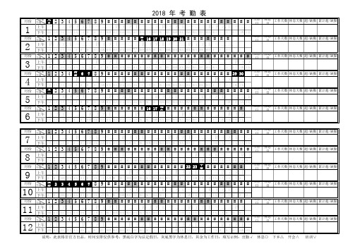 2018年职工考勤表