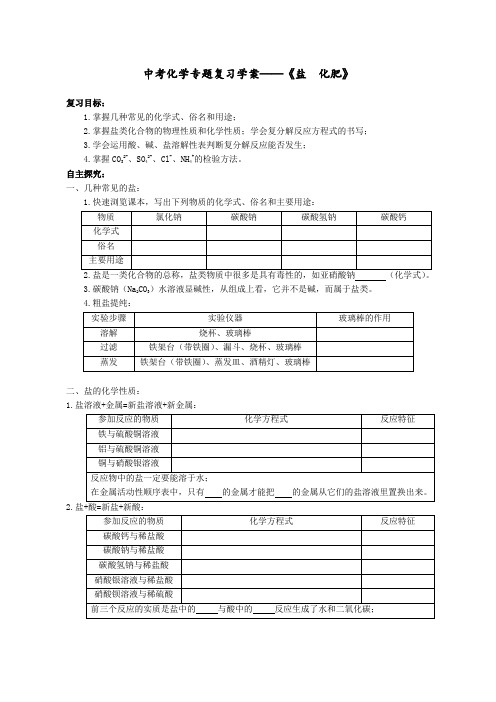 导学案：盐化肥的复习