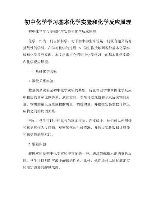 初中化学学习基本化学实验和化学反应原理