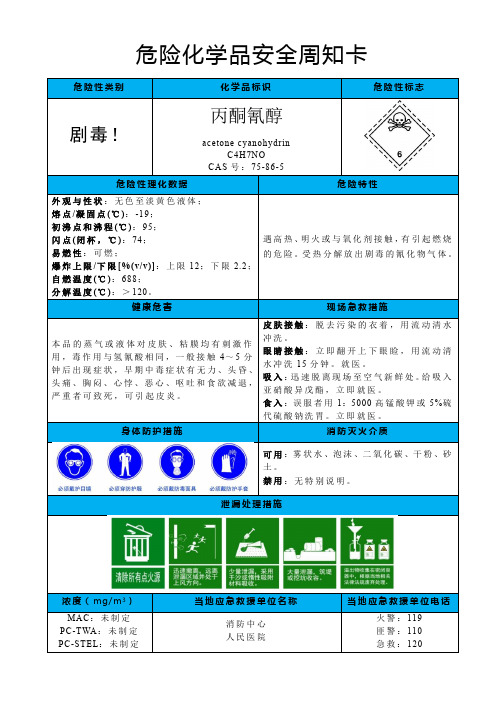 丙酮氰醇-危险化学品安全周知卡