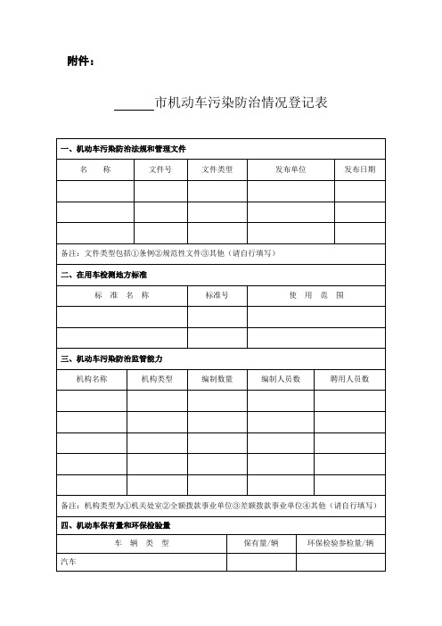 机动车污染防治情况登记表