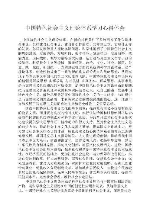 中国特色社会主义理论体系学习心得体会