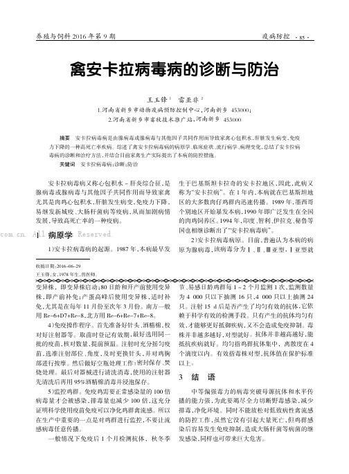 禽安卡拉病毒病的诊断与防治