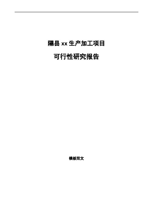 隰县项目可行性研究报告可编辑模板