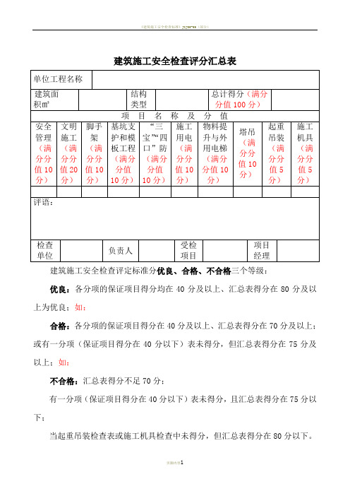 建筑施工安全检查标准(评分表)