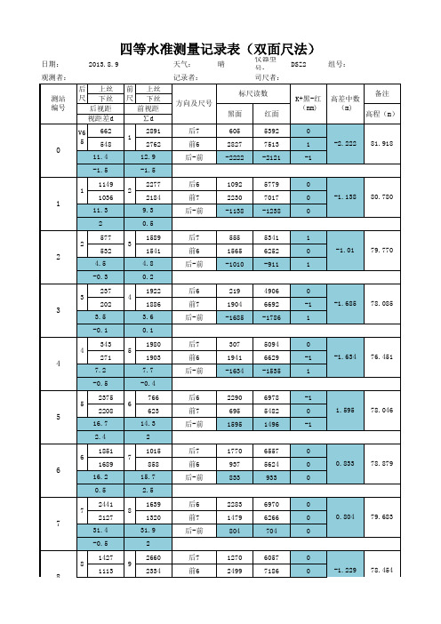 四等水准测量计算11