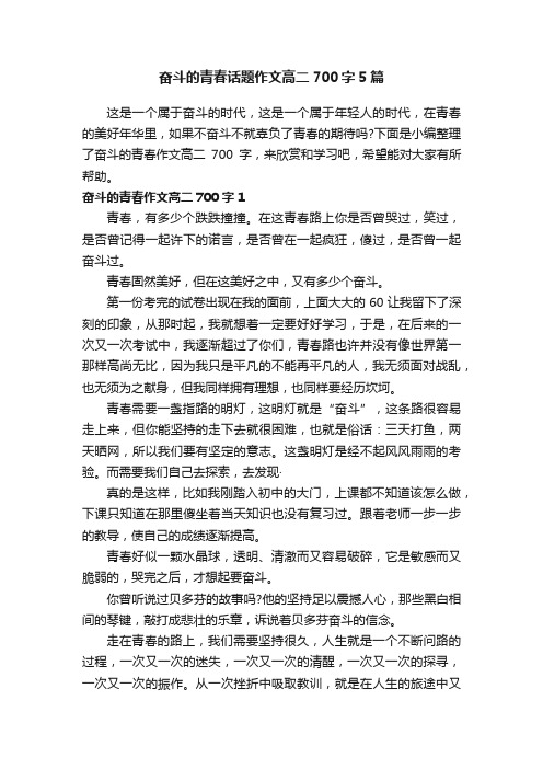 奋斗的青春话题作文高二700字5篇