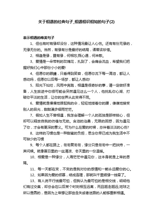 关于相遇的经典句子_相遇相识相知的句子（2）