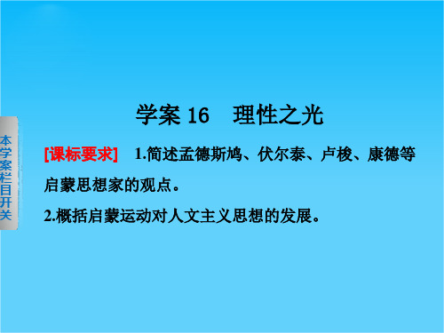 2014-2015学案导学设计高中历史(岳麓版必修三)配套课件学案16 理性之光