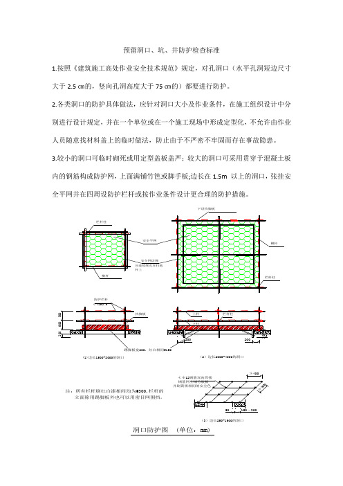 预留洞口、坑、井防护检查标准