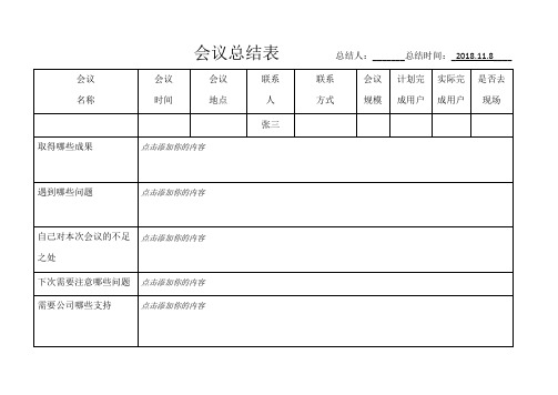 会议总结表