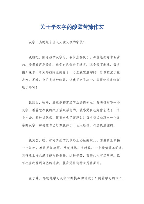 关于学汉字的酸甜苦辣作文