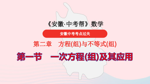 安徽省2024中考数学第2章方程(组)与不等式(组)pptx课件