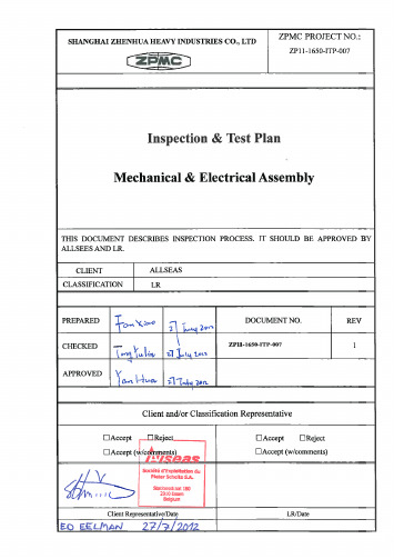 007-ITP For Mechanical & Electrical Assembly