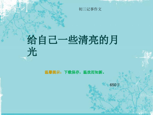 初三记事作文《给自己一些清亮的月光》650字(总9页PPT)