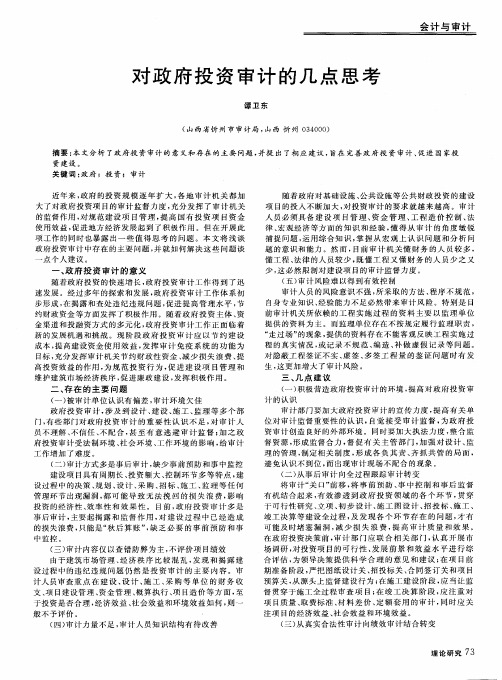 对政府投资审计的几点思考