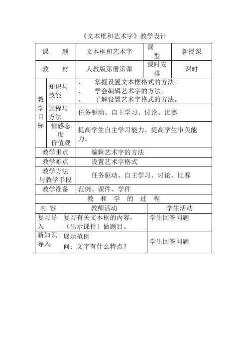 《文本框和艺术字》教学设计