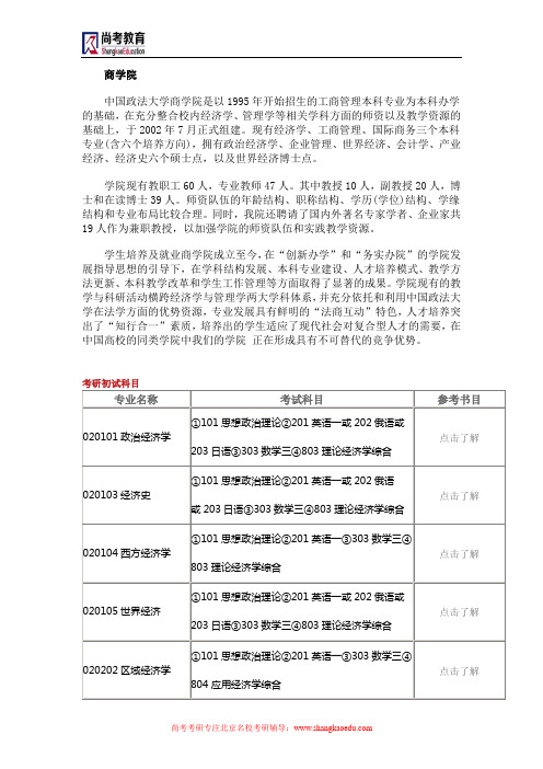 中国政法大学 考研辅导班-法大 商学院考研科目