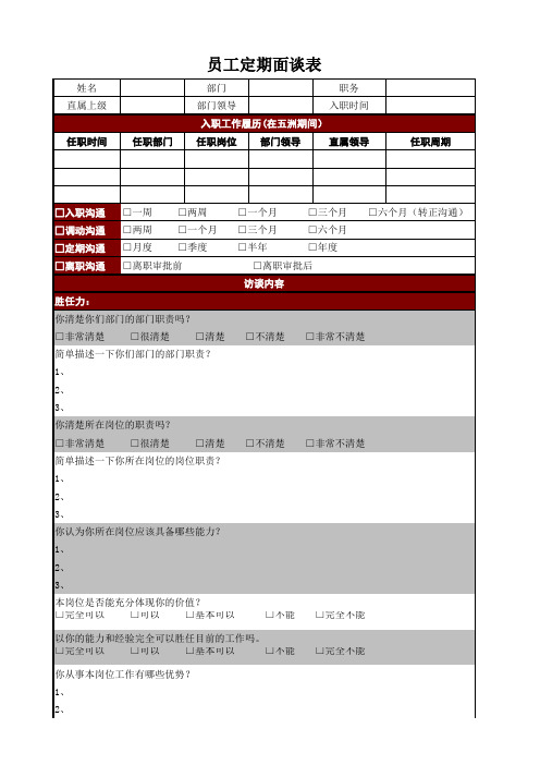 员工沟通访谈表