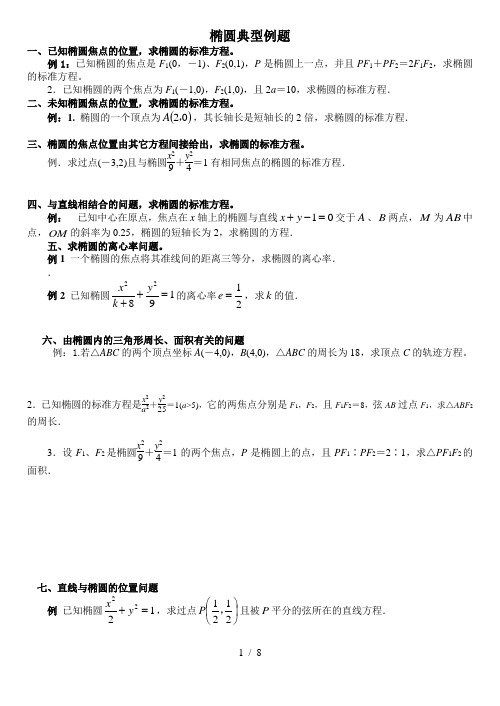 椭圆、双曲线、抛物线典型例题整理