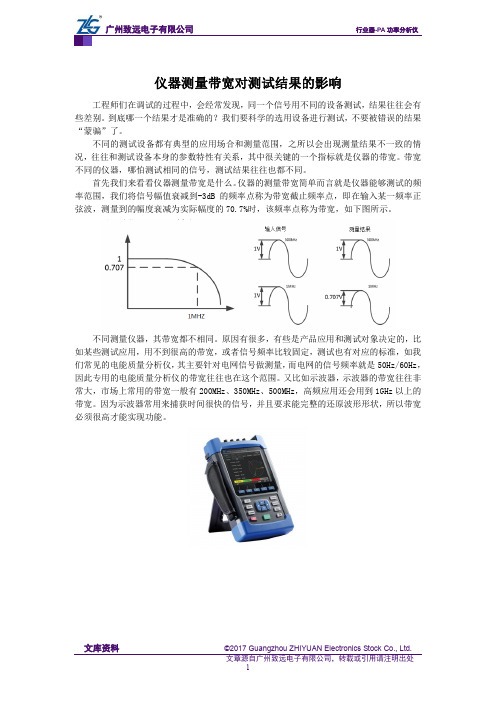 仪器测量带宽对测试结果的影响