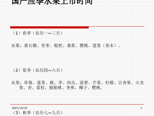 国产水果成熟上市时间表