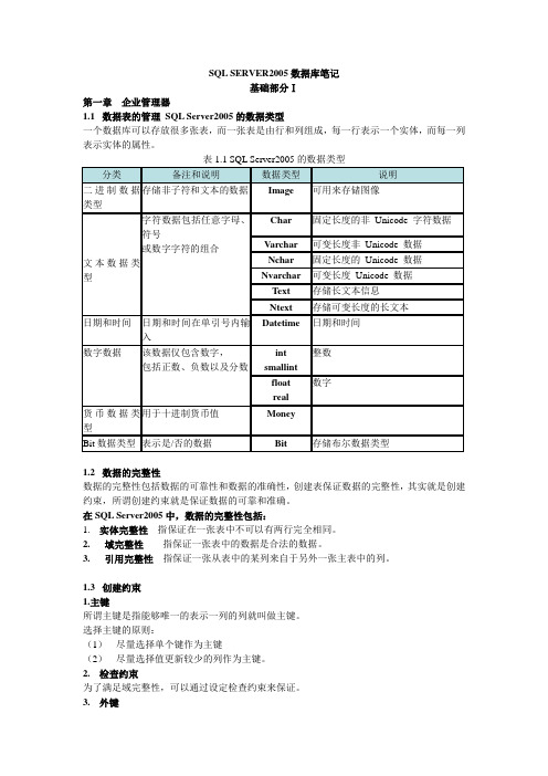 SQL SERVER2005数据库笔记