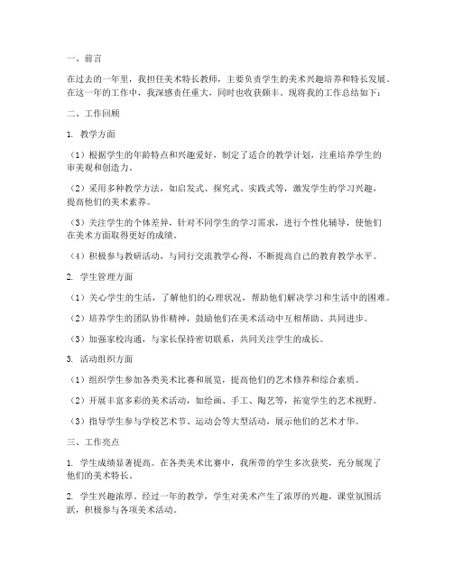 美术特长教师工作总结