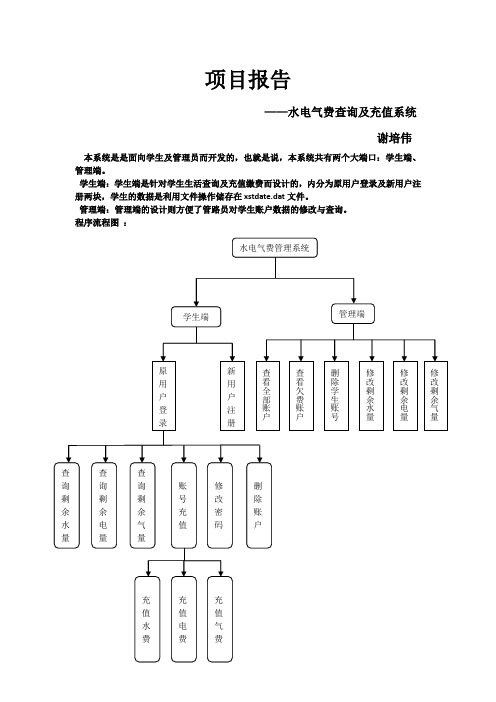 水电费充缴费系统(C语言设计)