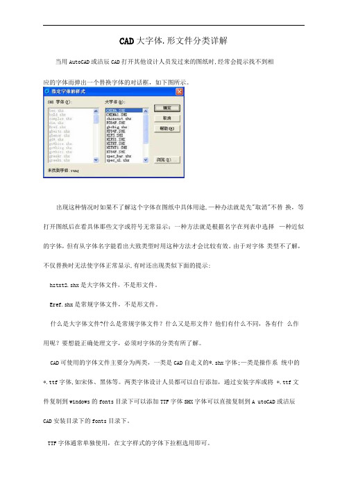 CAD大字体、形文件分类详细讲解