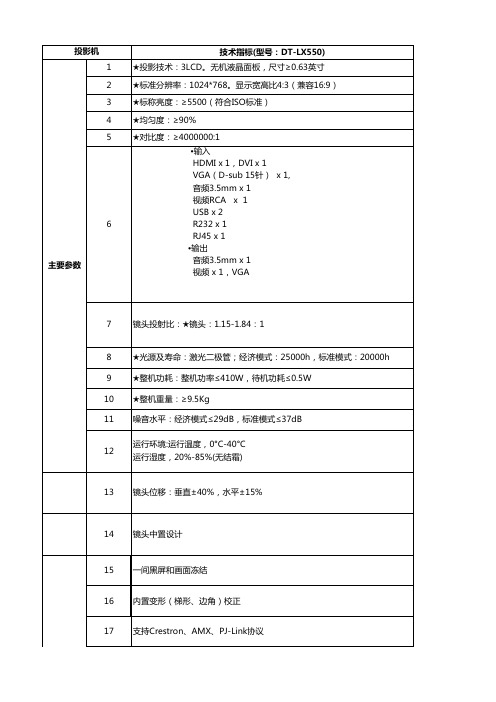 迪科激光投影机DT-LX550参数