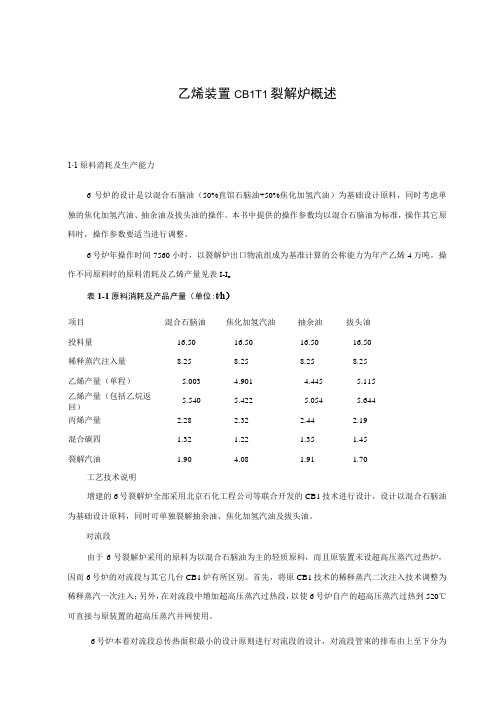 乙烯装置CBLII裂解炉概述