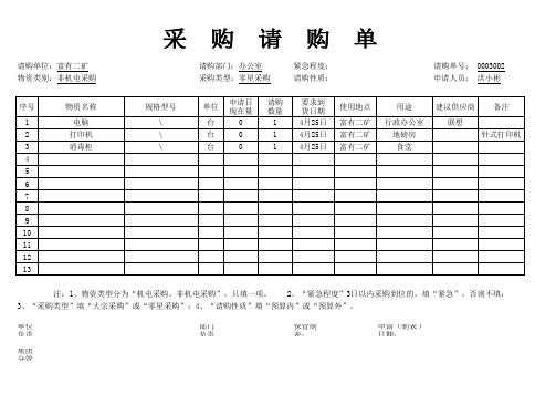 采购单模板