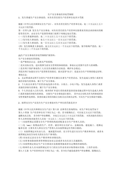 生产安全事故经济处罚细则安全生产