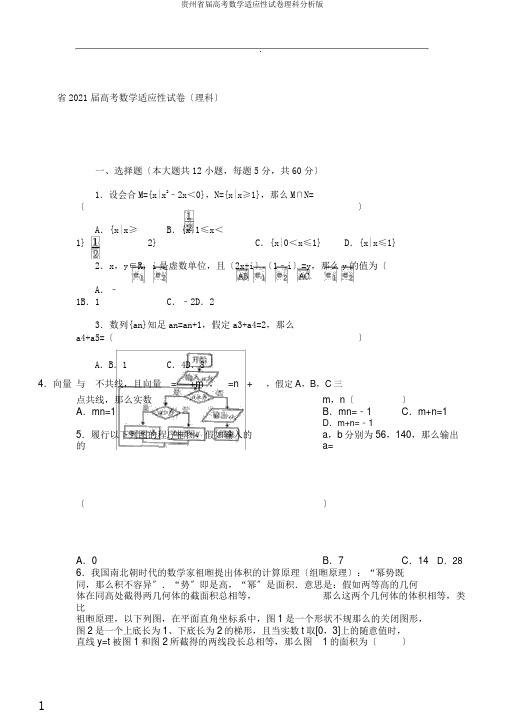 贵州省届高考数学适应性试卷理科解析版