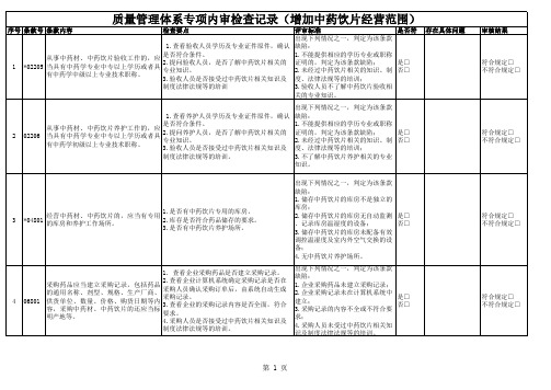 增加中药饮片经营范围专项内审审核记录