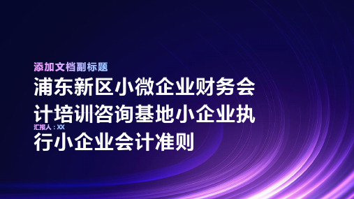 浦东新区小微企业财务会计培训咨询基地小企业执行小企业会计准则