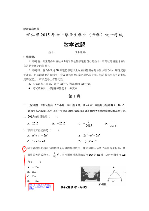 铜仁市2015年初中数学(排版).pdf11