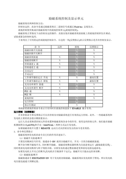 励磁系统控制及显示单元