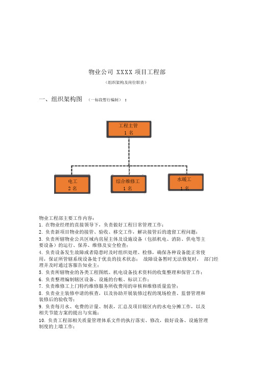 物业工程部组织架构及岗位职责