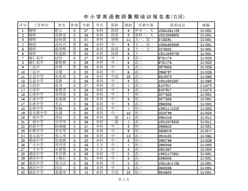 小学英语教师暑期培训报名