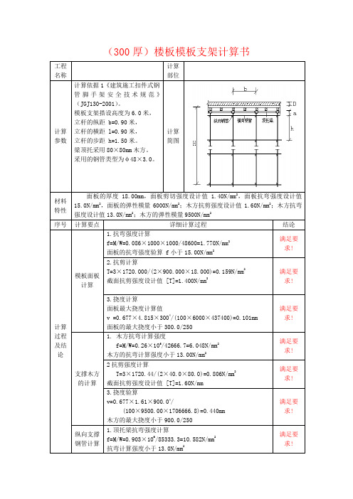 300厚楼板模板支架计算书