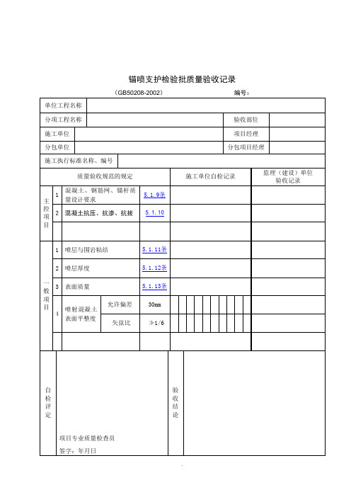 【管理精品】锚喷支护检验批质量验收记录